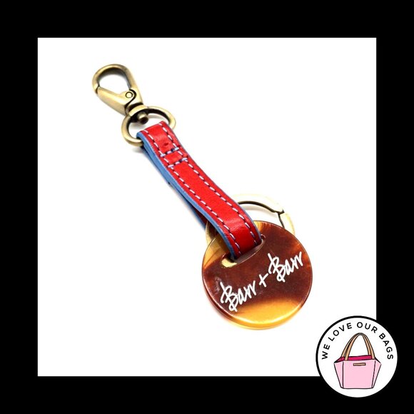 BARR BARR Accessories - New BARR BARR Red LEATHER Strap Tiger Eye Brass Fob Bag Charm Keychain Hang Tag
